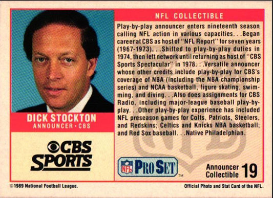 1989 Pro Set Announcers Dick Stockton