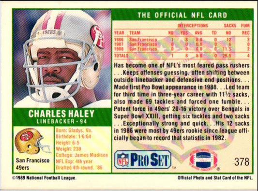 1989 Pro Set Super Bowl XXIV Binder Charles Haley