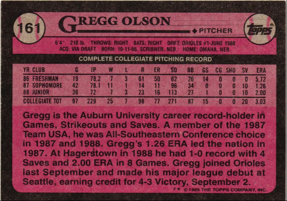 1989 Topps Gregg Olson