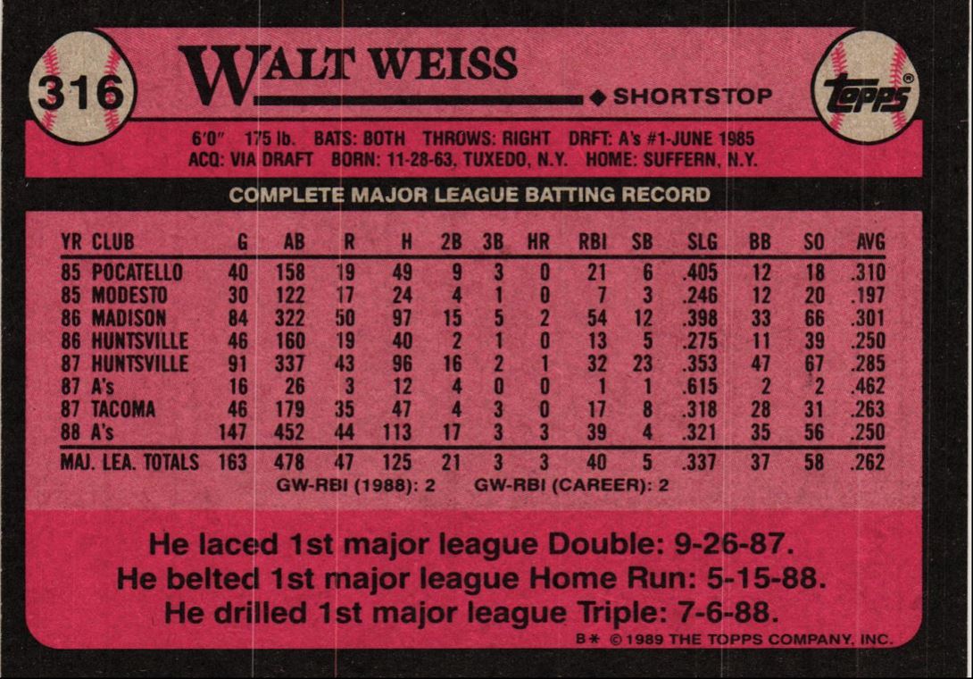 1989 Topps Walt Weiss