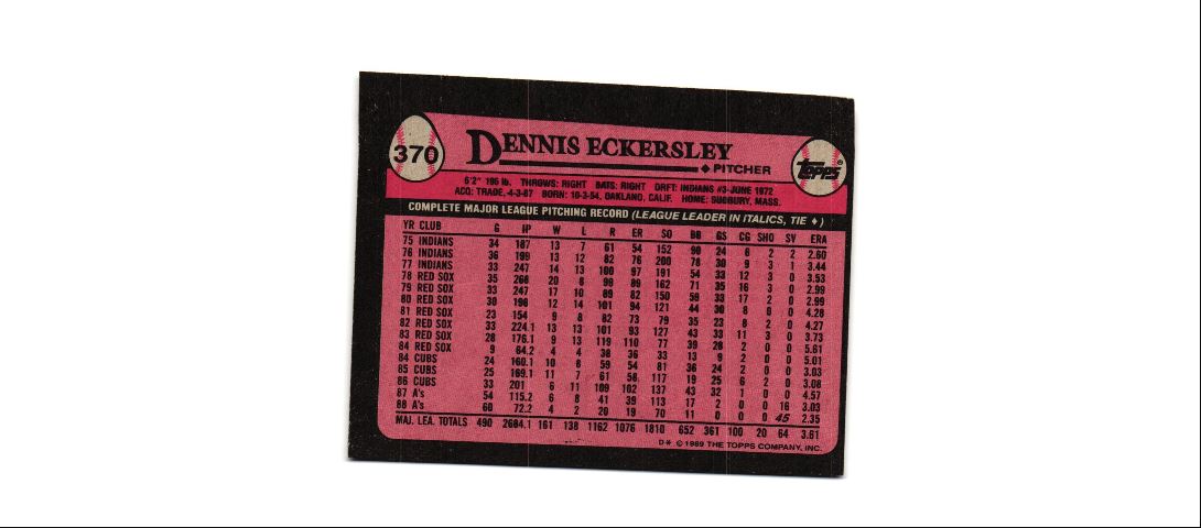 1989 Topps Dennis Eckersley