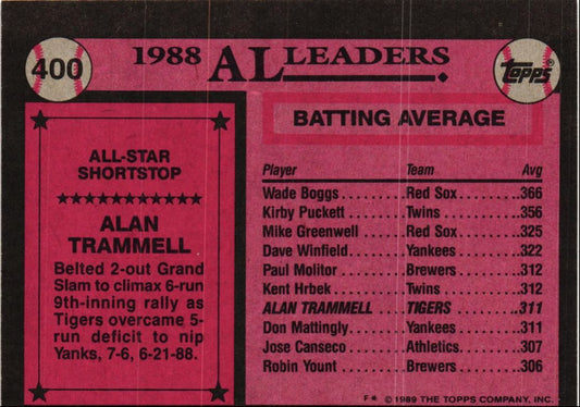 1989 Topps Alan Trammell