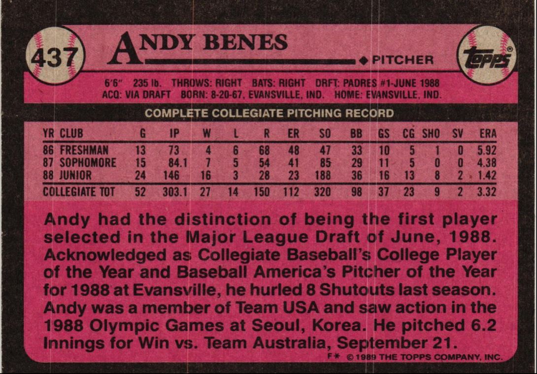 1989 Topps Andy Benes