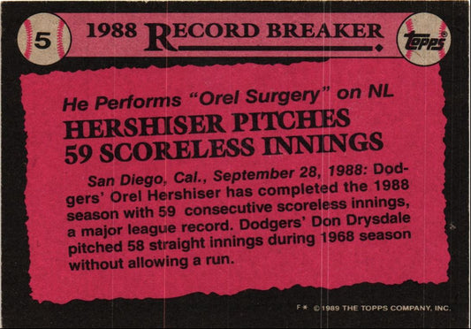 1989 Topps Orel Hershiser