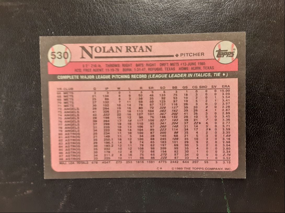 1989 Topps Nolan Ryan