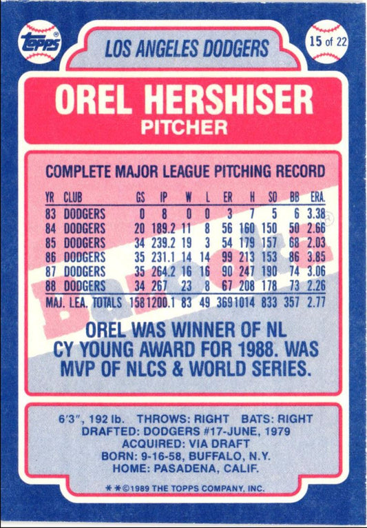 1989 Topps Bazooka Orel Hershiser