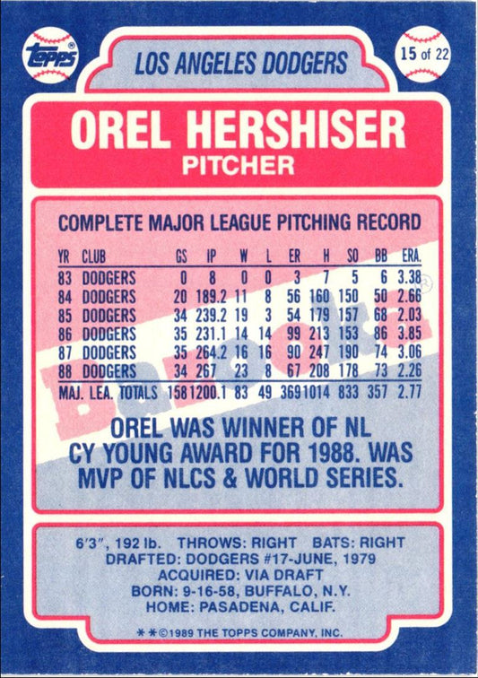 1989 Topps Bazooka Orel Hershiser