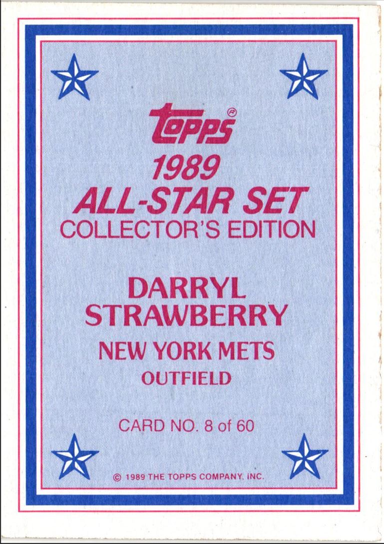 1989 Topps Glossy Send-Ins Darryl Strawberry