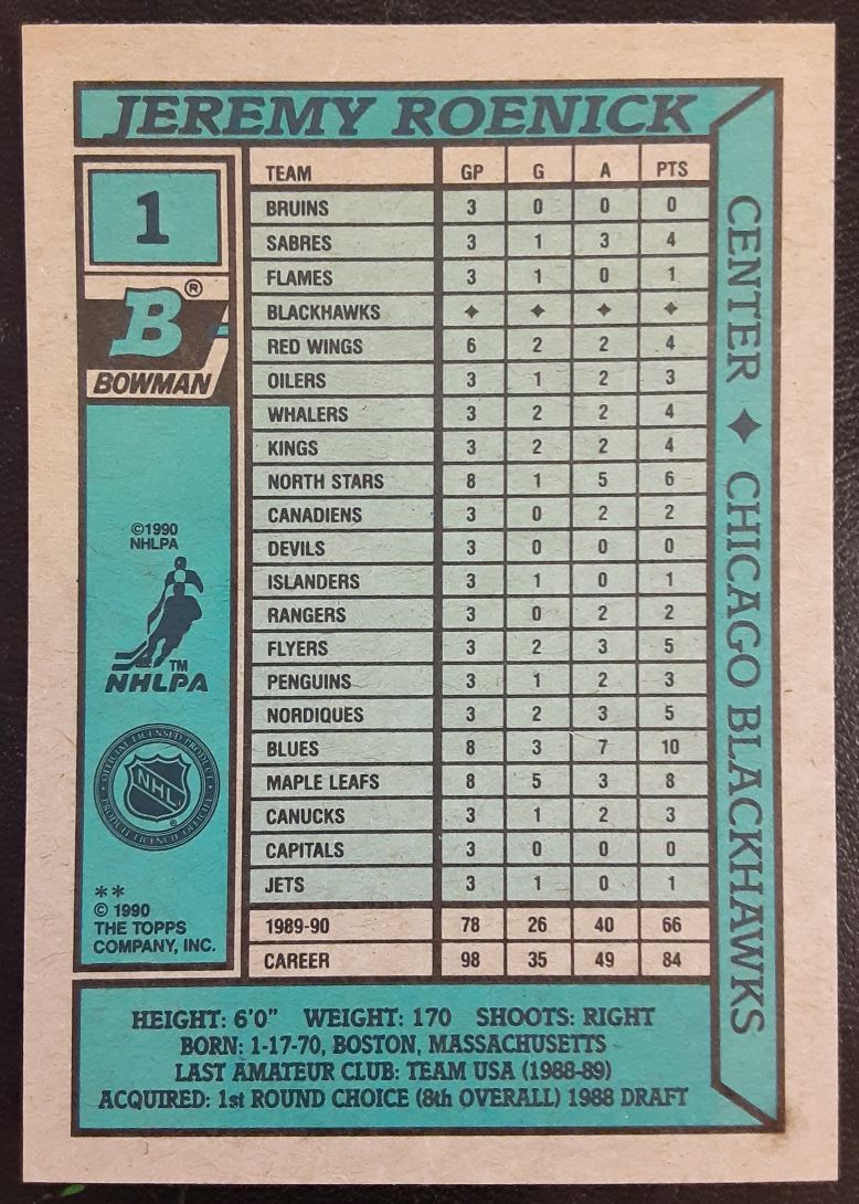 1990 Bowman Jeremy Roenick