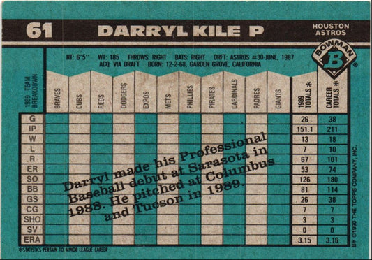 1990 Bowman Darryl Kile