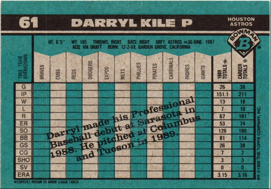 1990 Bowman Darryl Kile