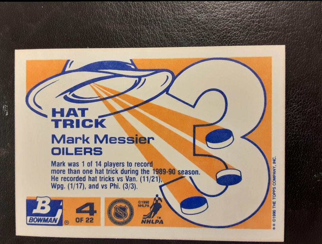 1990 Bowman Hat Tricks Mark Messier