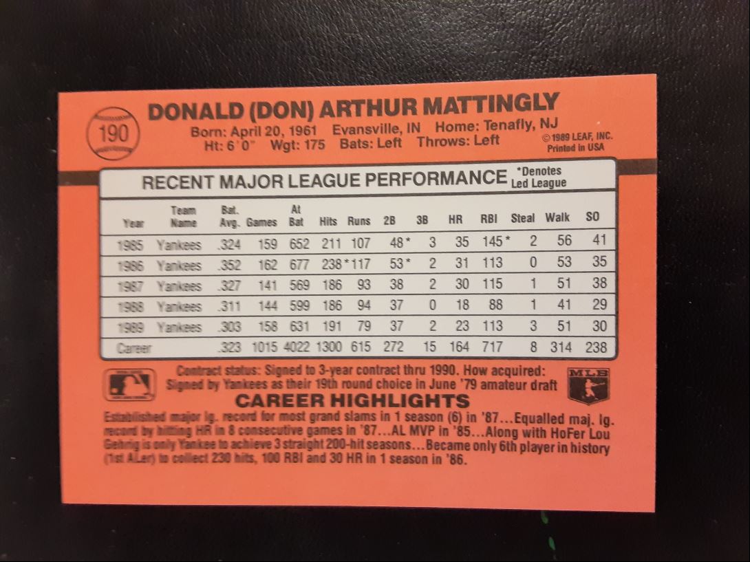 1990 Donruss Don Mattingly