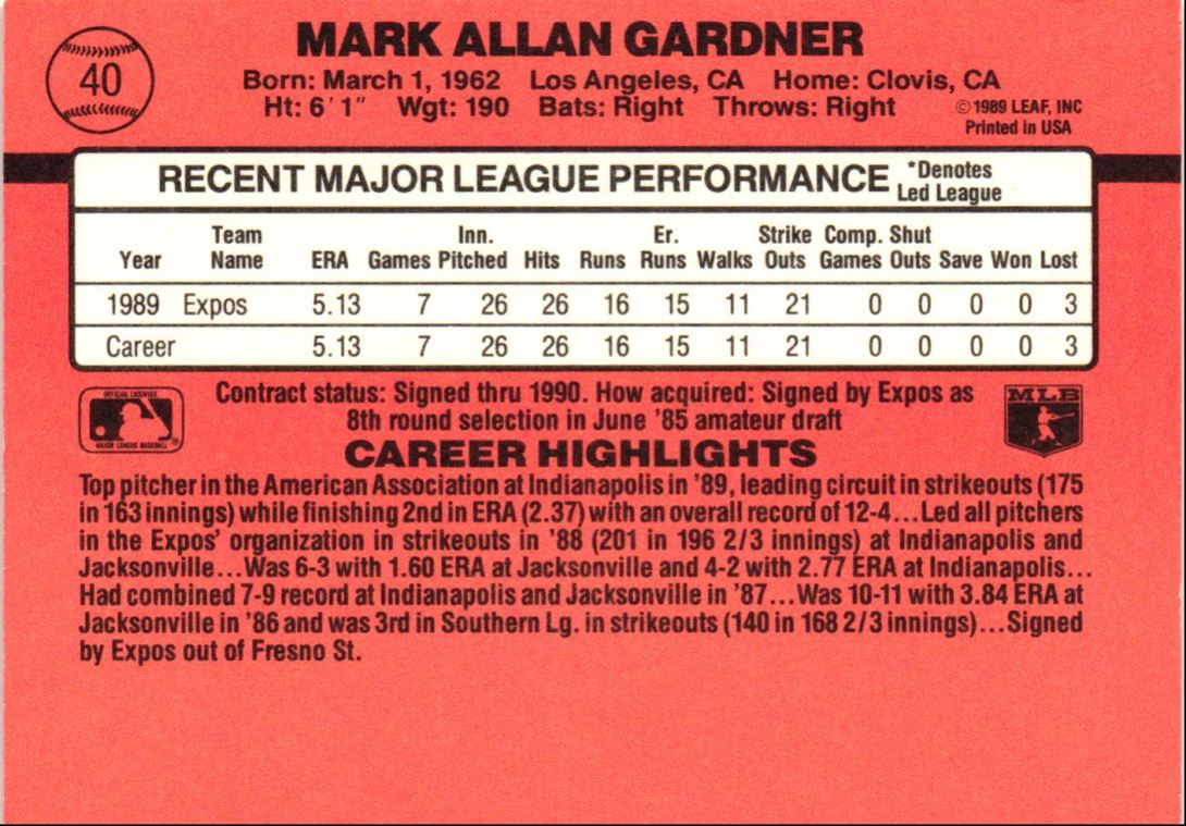 1990 Donruss Mark Gardner