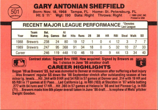 1990 Donruss Gary Sheffield