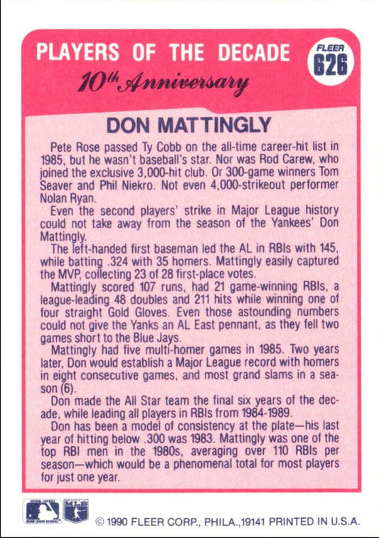 1990 Fleer Don Mattingly