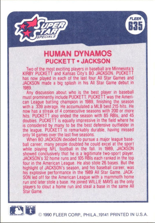 1990 Fleer Human Dynamos - Kirby Puckett/Bo Jackson