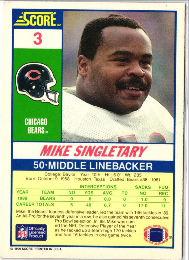 1990 Score Mike Singletary