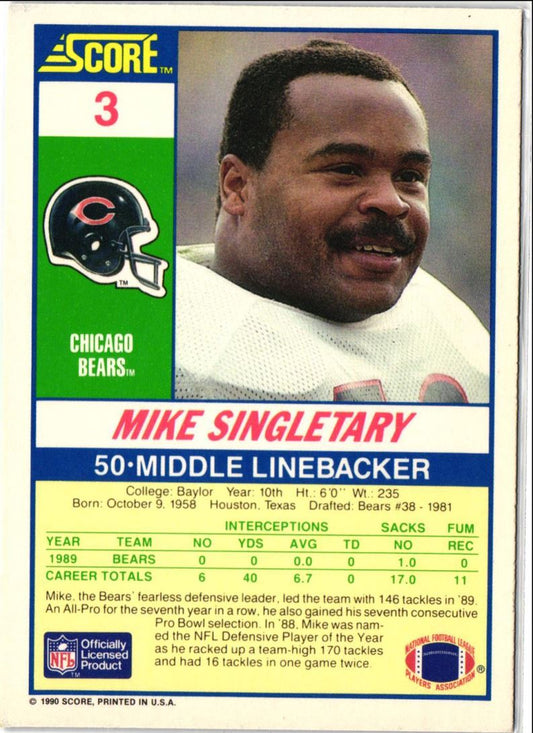 1990 Score Mike Singletary