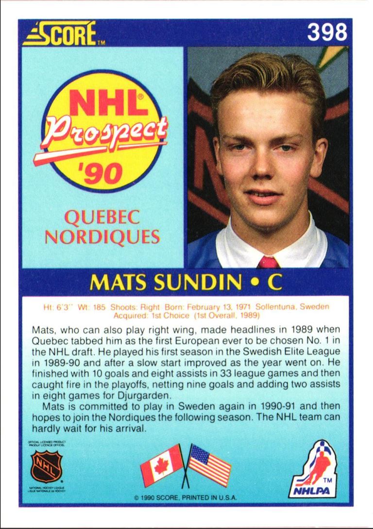 1990 Score Mats Sundin