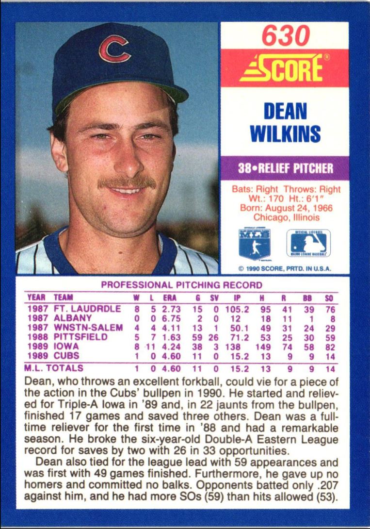 1990 Score Dean Wilkins