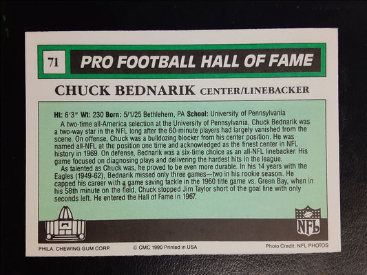 1990 Swell Pro Football Hall of Fame Chuck Bednarik