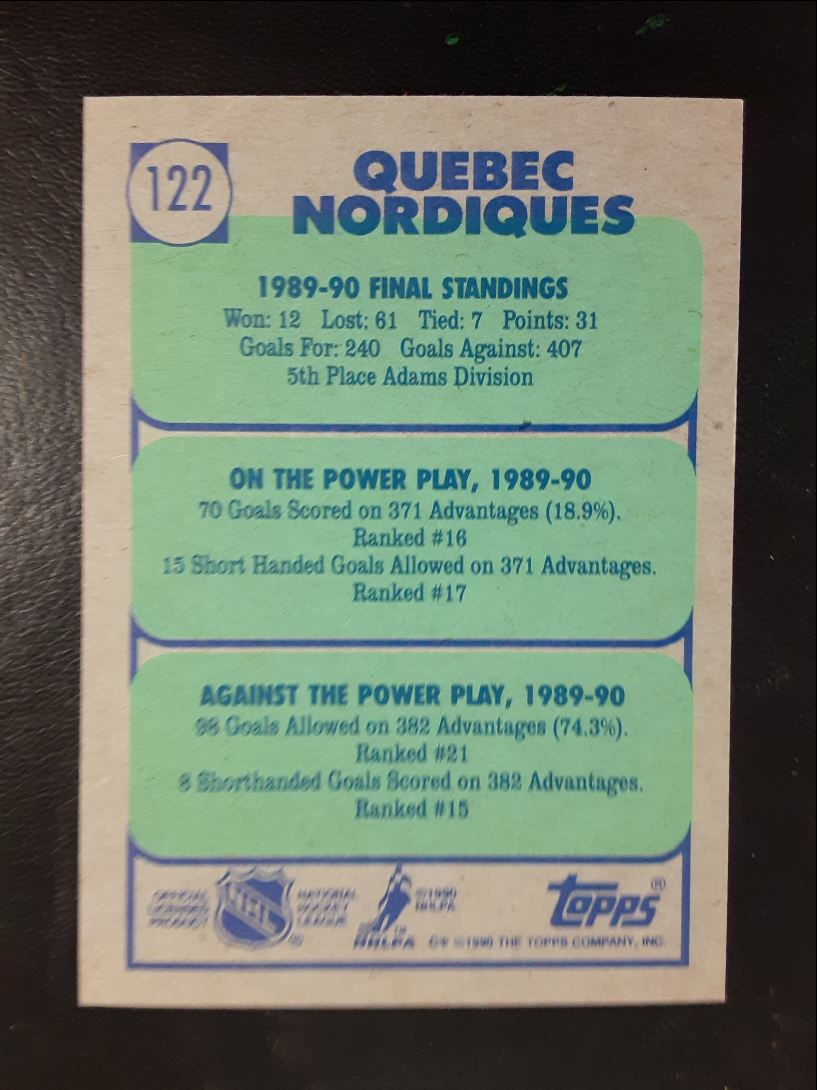 1990 Topps Quebec Nordiques