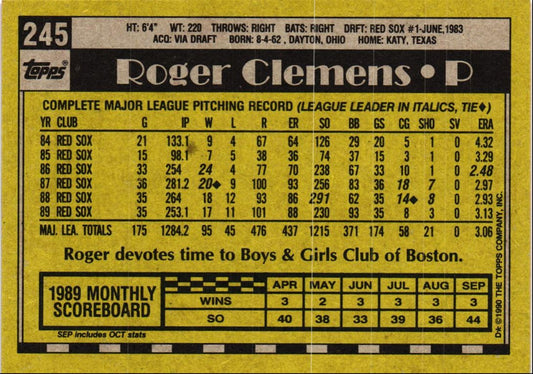 1990 Topps Roger Clemens