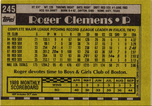 1990 Topps Roger Clemens