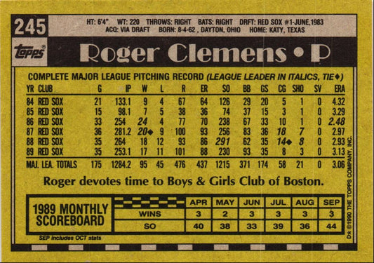 1990 Topps Roger Clemens