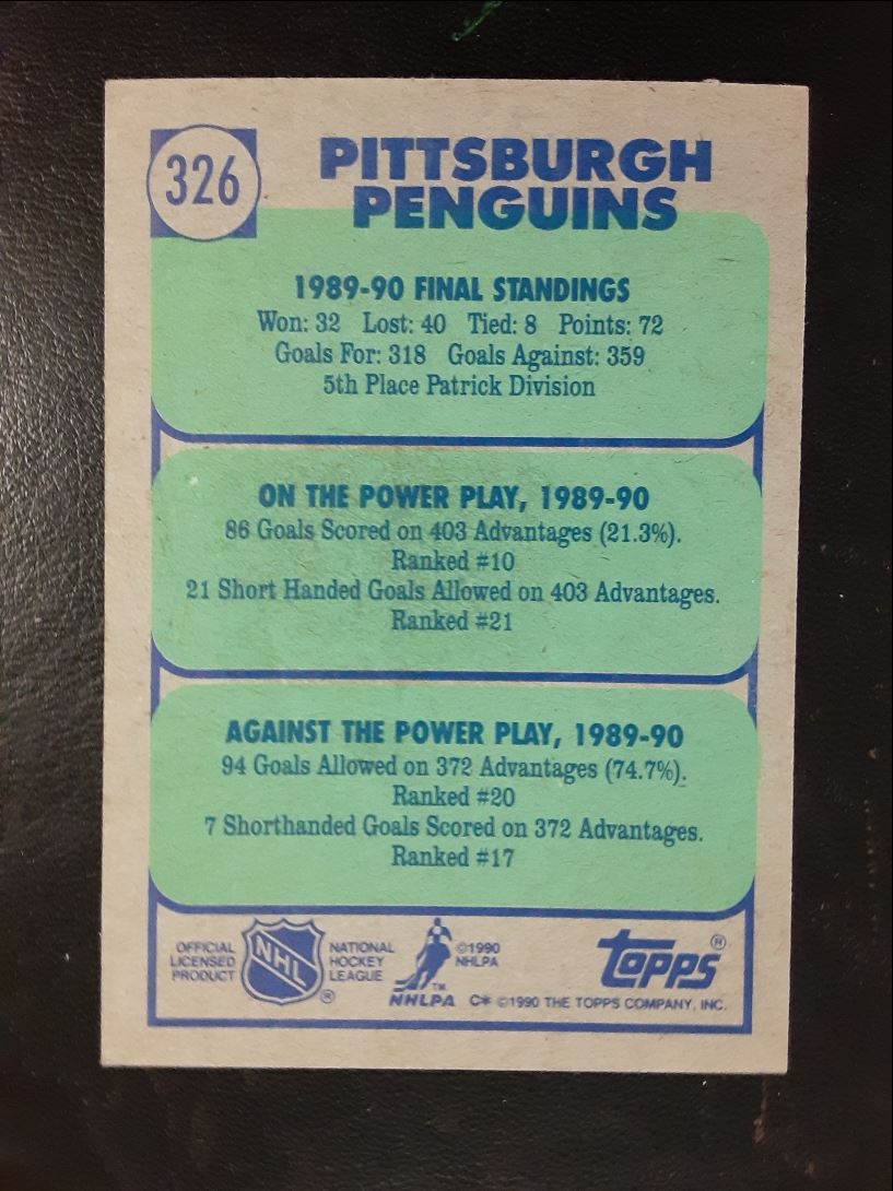 1990 Topps Pittsburgh Penguins