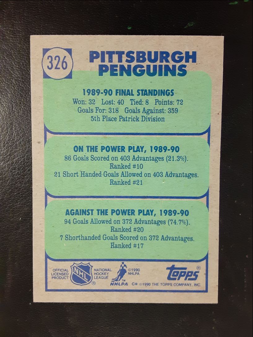 1990 Topps Pittsburgh Penguins