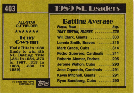 1990 Topps Tony Gwynn