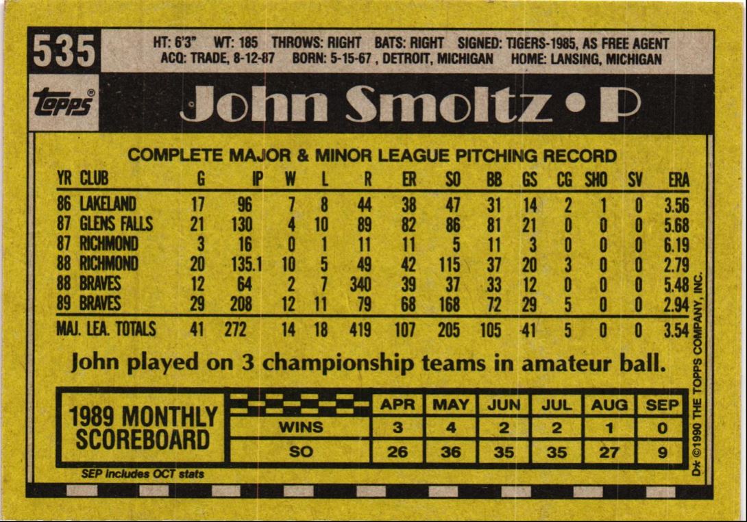 1990 Topps John Smoltz