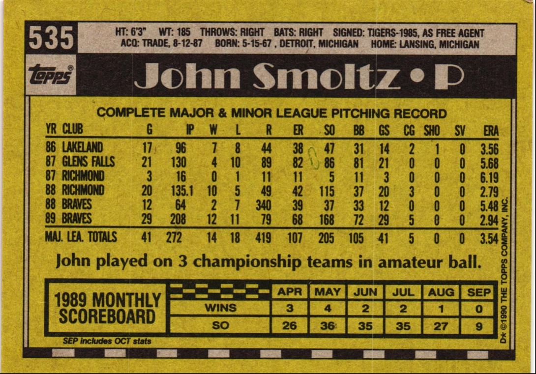 1990 Topps John Smoltz