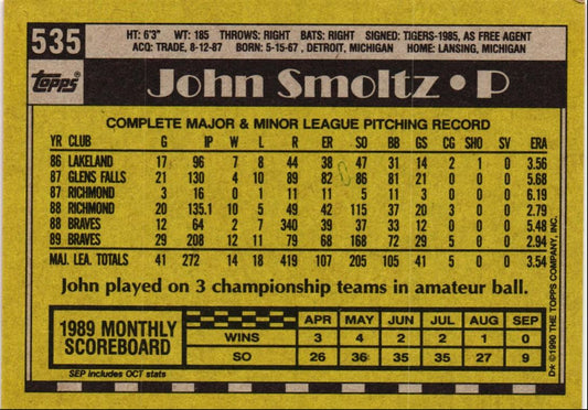 1990 Topps John Smoltz