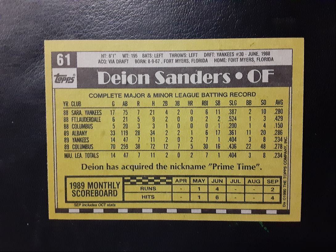 1990 Topps Deion Sanders