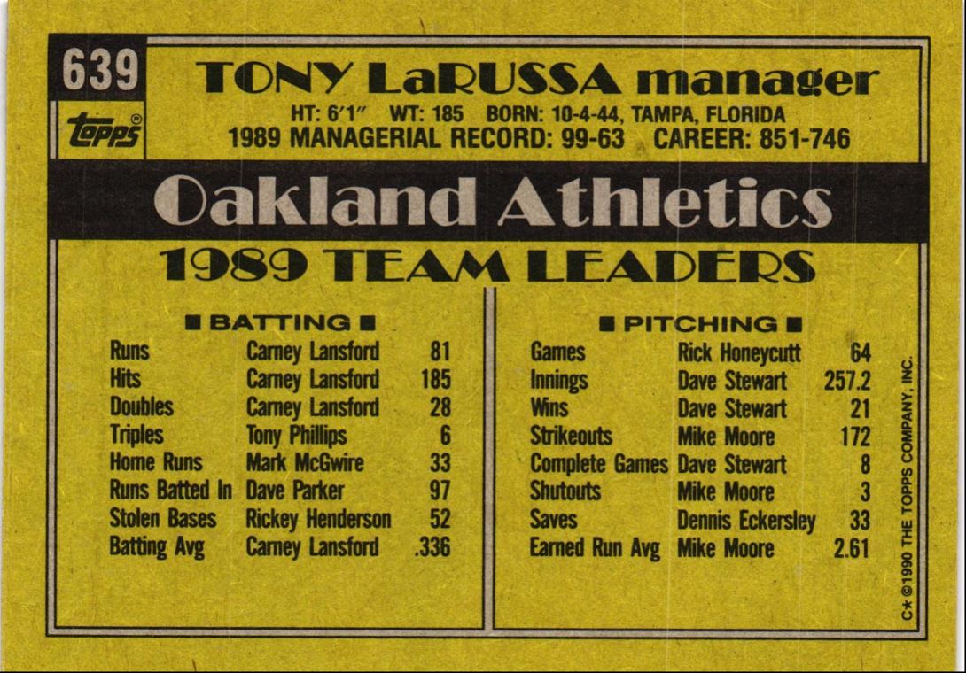 1990 Topps Tony LaRussa