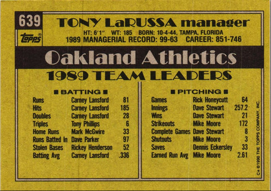 1990 Topps Tony LaRussa