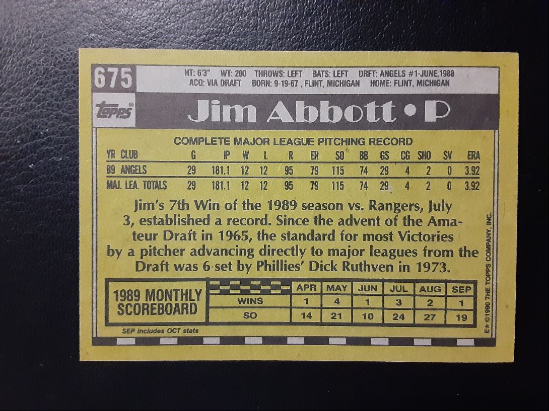 1990 Topps Jim Abbott