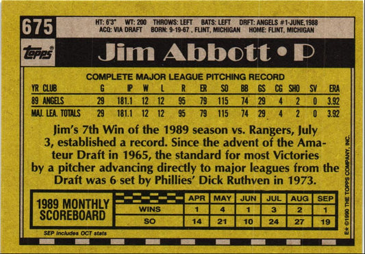 1990 Topps Jim Abbott