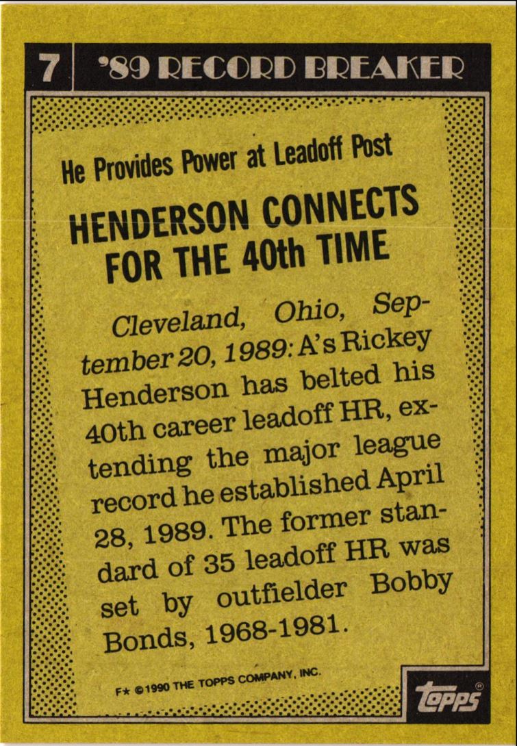 1990 Topps Rickey Henderson