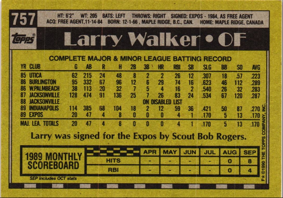 1990 Topps Larry Walker