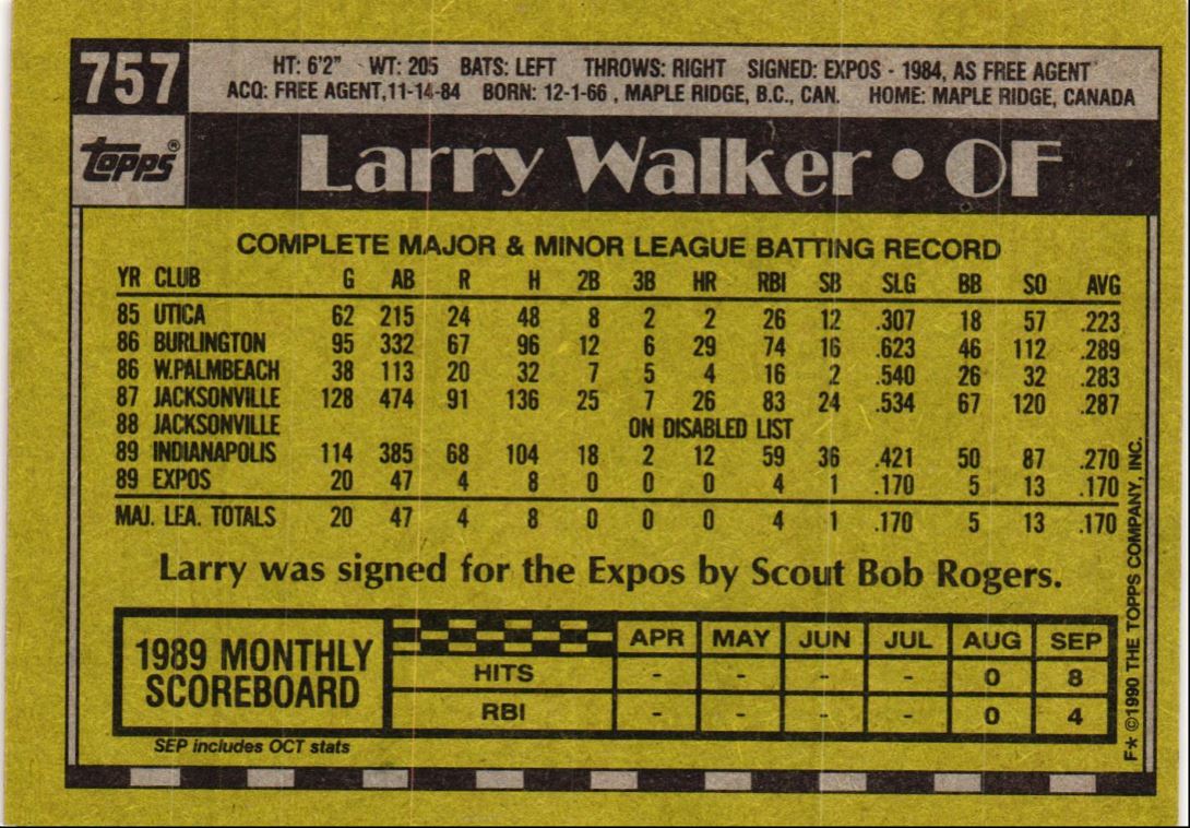 1990 Topps Larry Walker