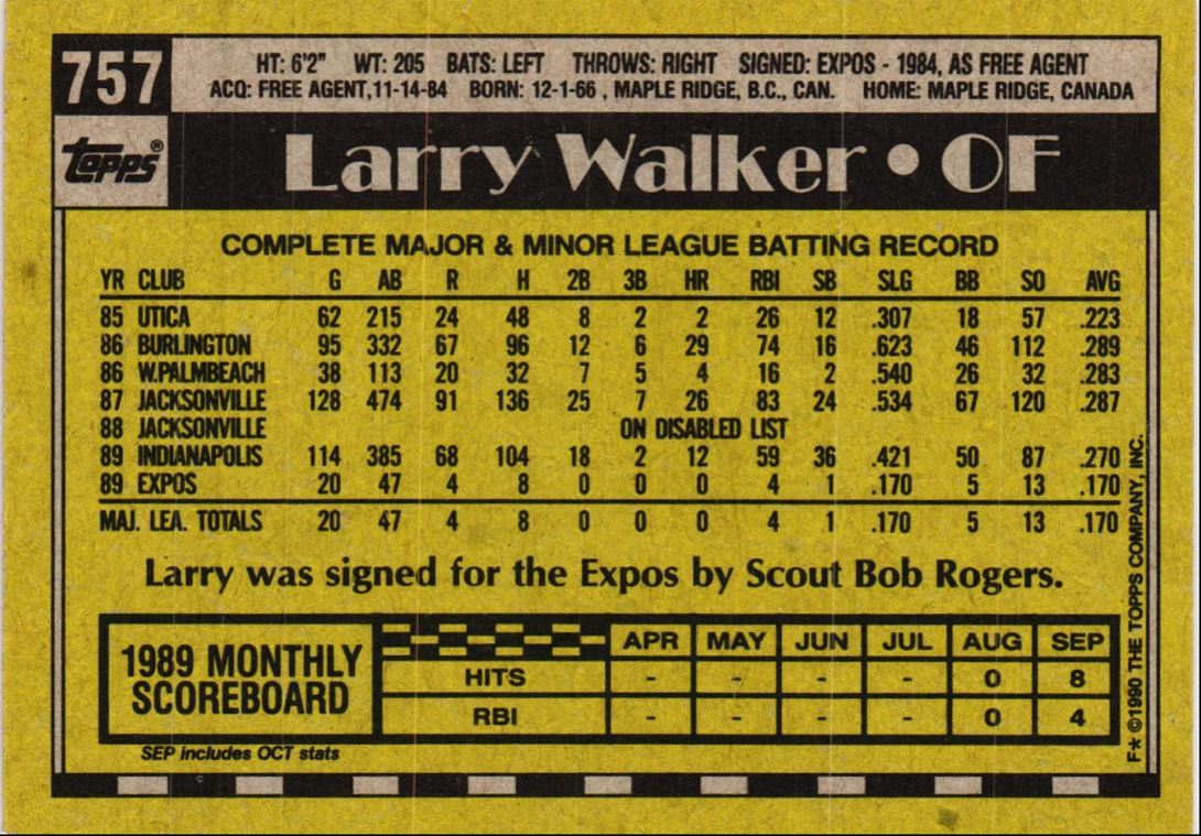 1990 Topps Larry Walker