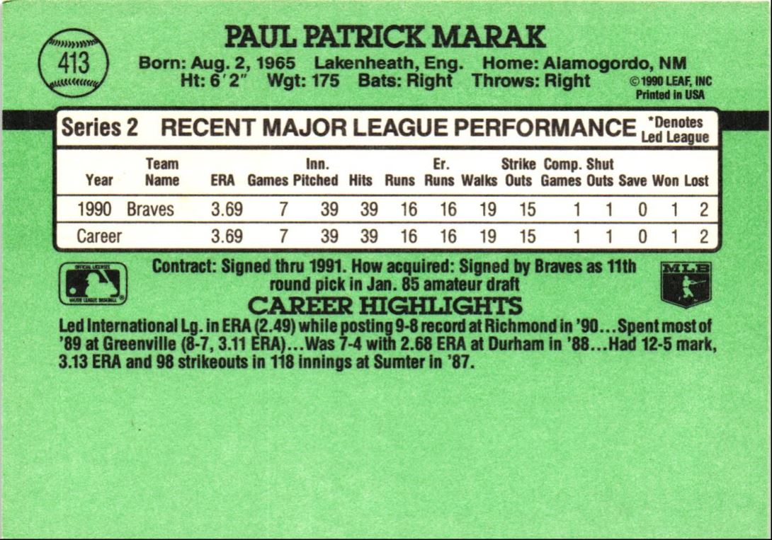 1991 Donruss Paul Marak