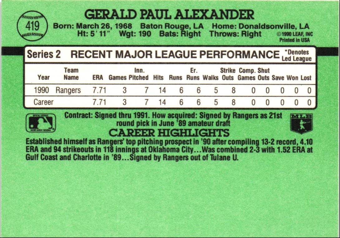 1991 Donruss Gerald Alexander