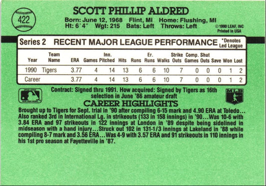 1991 Donruss Scott Aldred