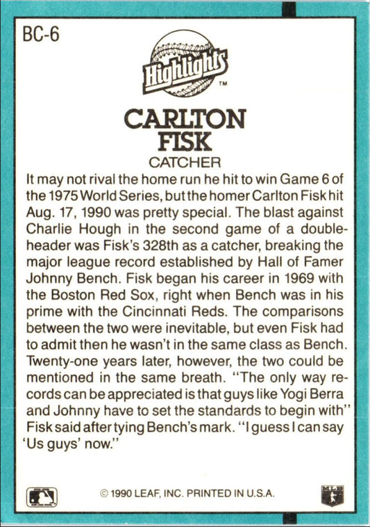 1991 Donruss Bonus Cards Carlton Fisk