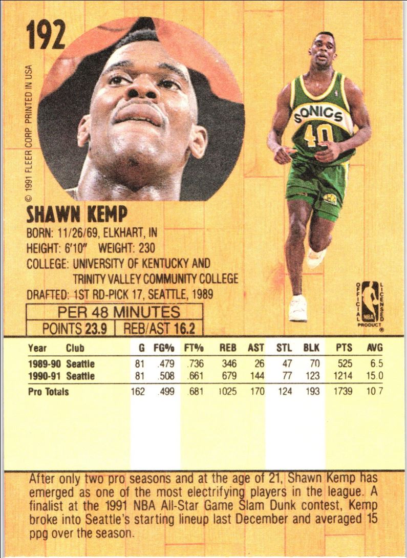 1991 Fleer Shawn Kemp